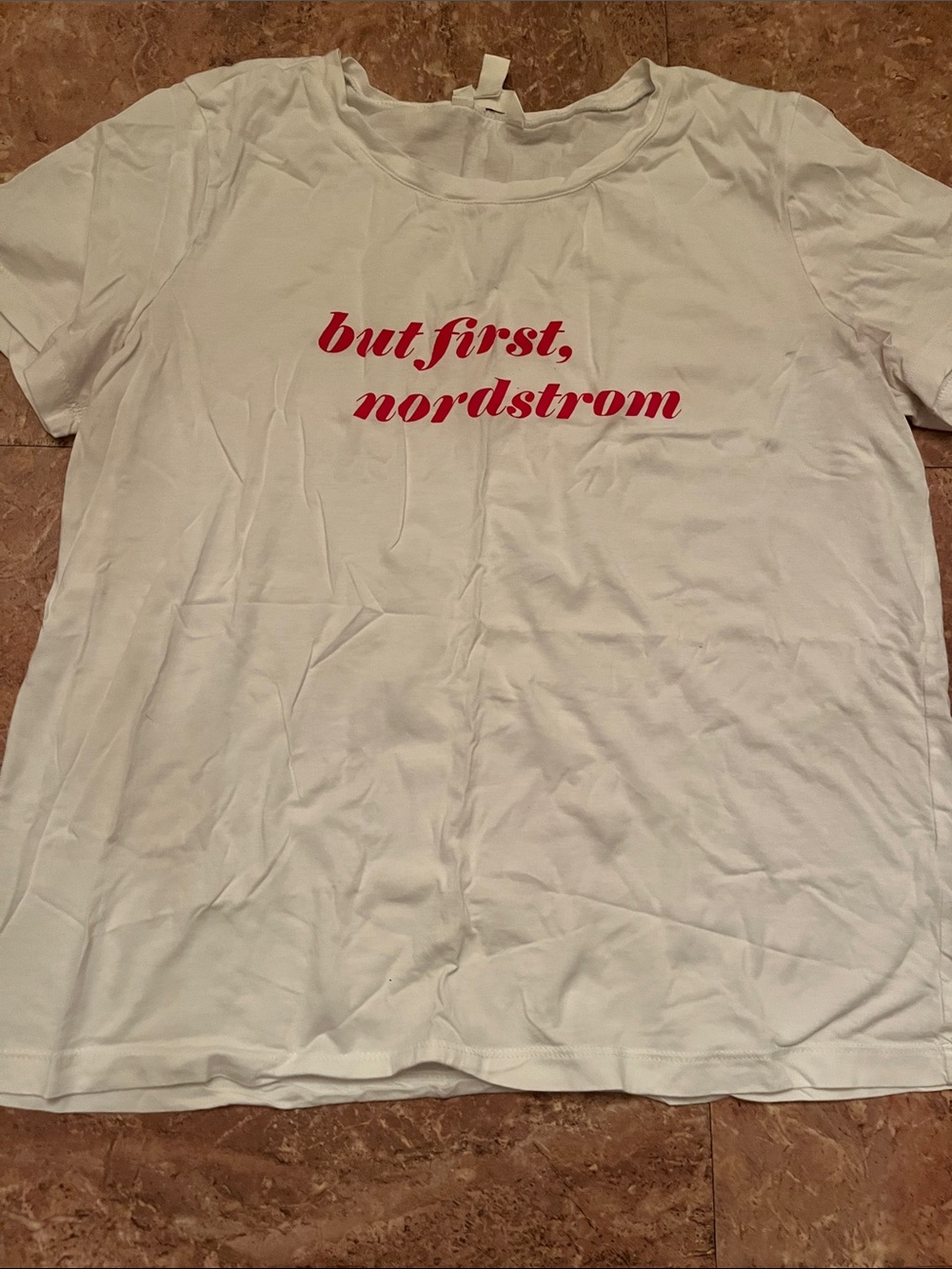 Nordstrom White Tee with Red Script Logo
